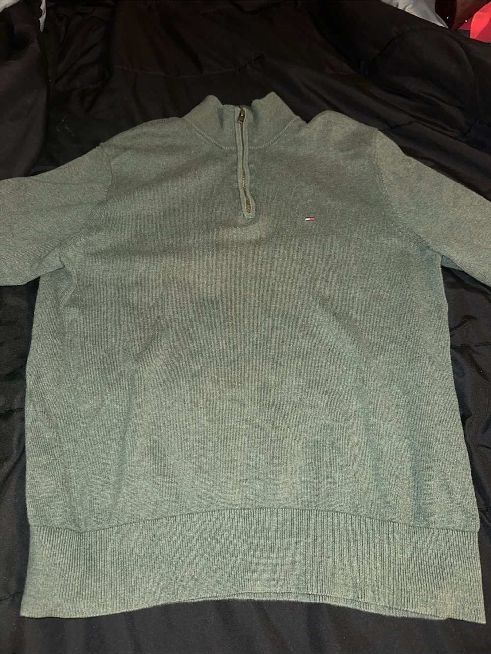Tommy Hilfiger Men's Olive Green Half-Zip Sweater